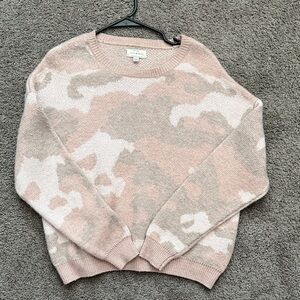 Lucky Brand Pink and Cream Patterned Sweater